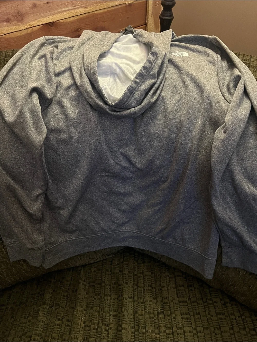 The North Face Heather Gray Pullover Hoodie with White Logo